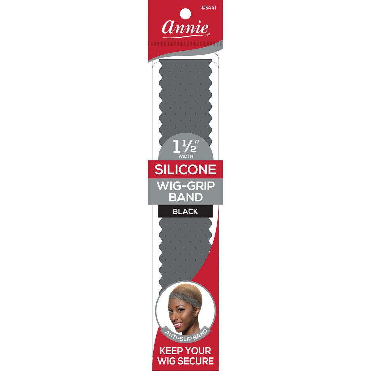 Annie Non-Slip Headband Black Silicone Lining 3cm
