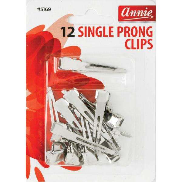 Annie International:Annie Single Prong Clips, 12 Count Metal Hair Clips, Silver