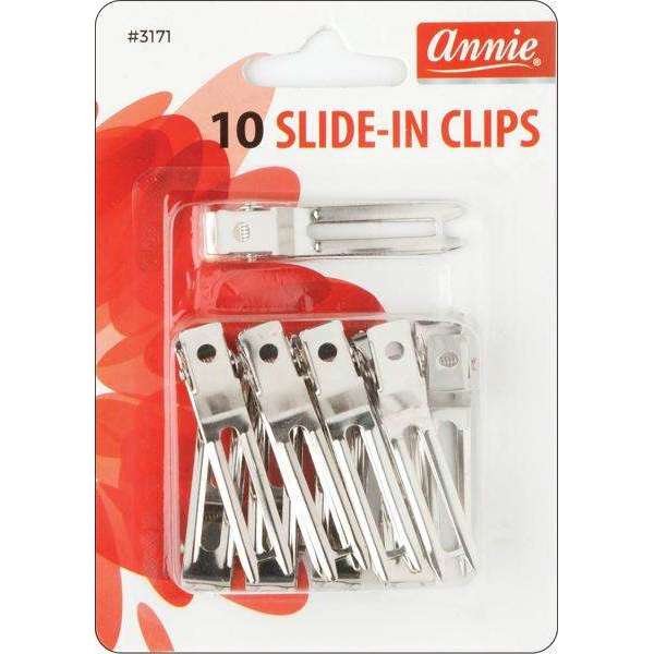 Annie International:Annie Slide-In Clips, 10 Count Metal Hair Clips, Silver