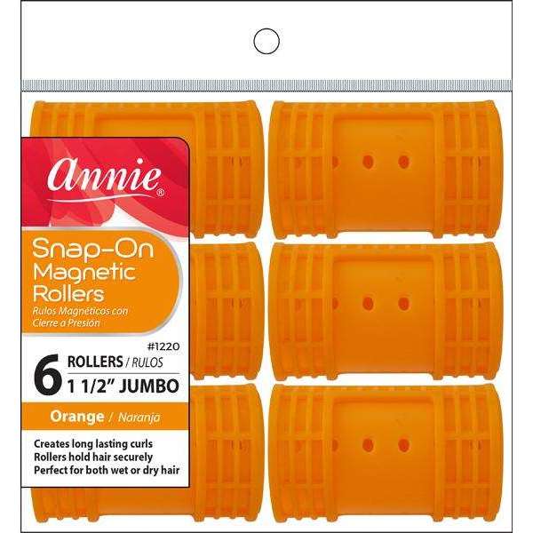 Annie Snap-On Magnetic Rollers Size Jumbo 6Ct Orange Snap-On Rollers Annie   