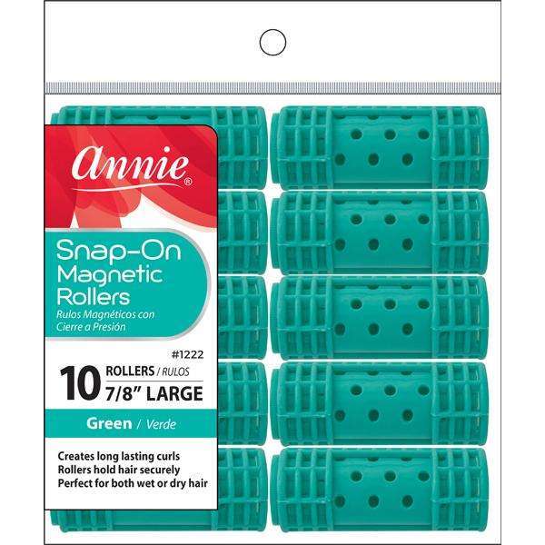 Annie Snap-On Magnetic Rollers Size L 10Ct Green Snap-On Rollers Annie   