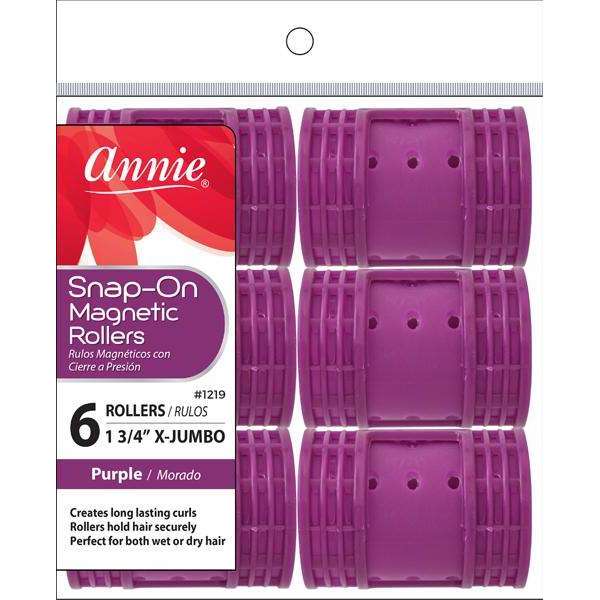 Annie Snap-On Magnetic Rollers Size X-Jumbo 6Ct Purple Snap-On Rollers Annie   