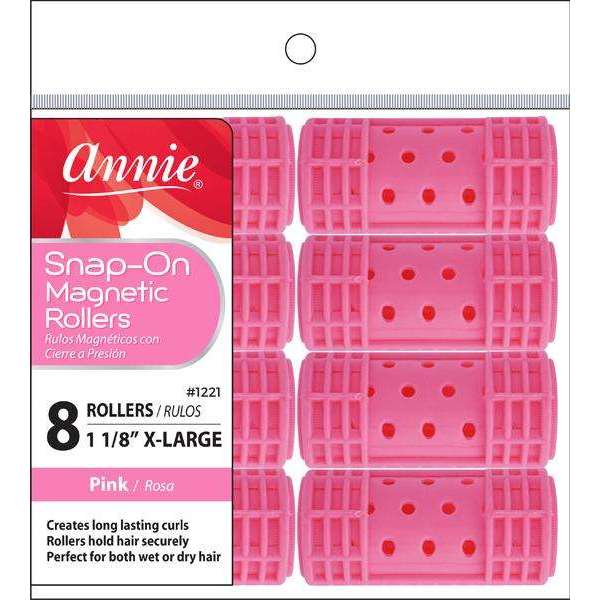Annie Snap-On Magnetic Rollers Size XL 8Ct Pink Snap-On Rollers Annie   