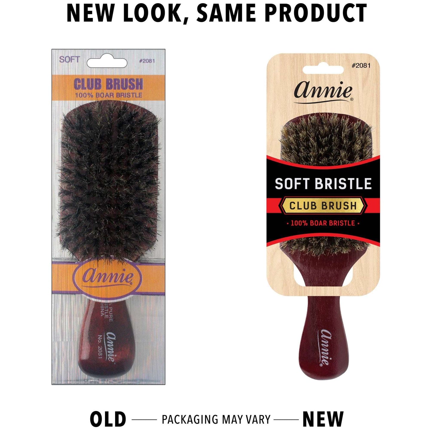 Annie International:Annie Soft Club Brush 100% Pure Boar Bristles Dark Brown