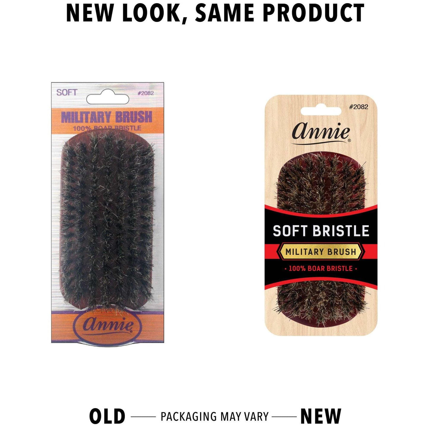 Annie International:Annie Soft Military Brush 100% Pure Boar Bristles Dark Brown