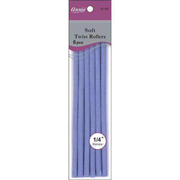 Annie International:Annie Soft Twist Roller 1/4in, 6 Count Heatless Hair Curlers, Lavender