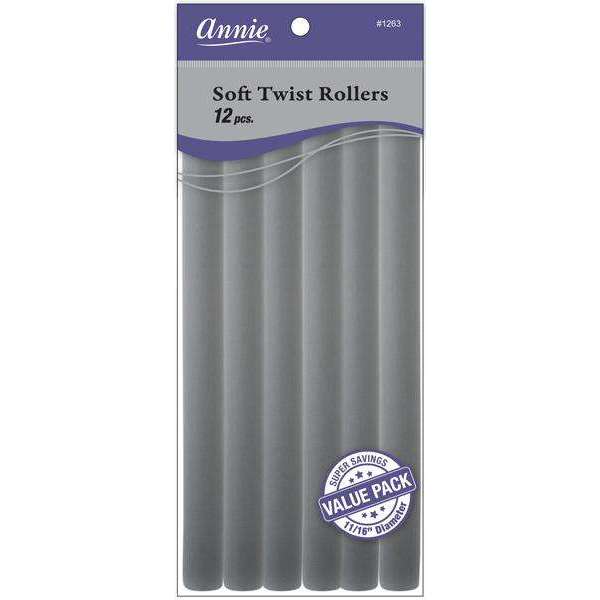Annie International:Annie Soft Twist Rollers 11/16in, 12 Count XL Heatless Hair Curlers Value Pack, Grey