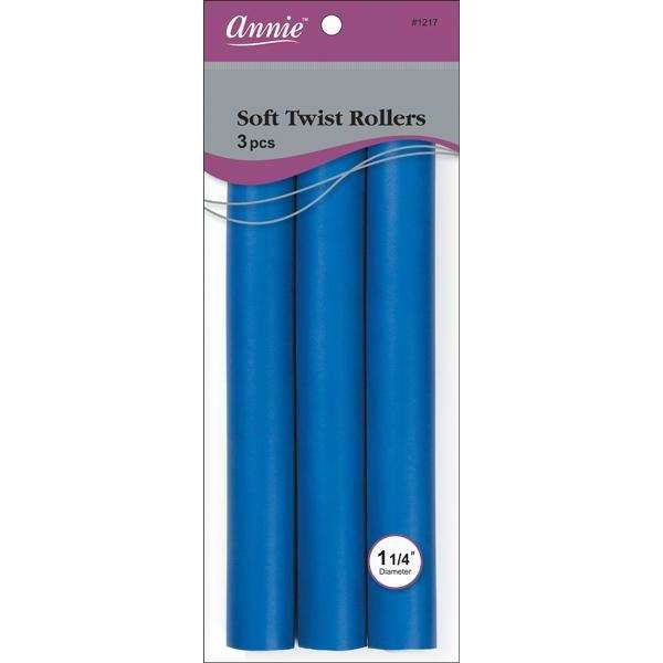 Annie International:Annie Soft Twist Rollers 1 1/4in, 6 Count XL Heatless Hair Curlers, Blue