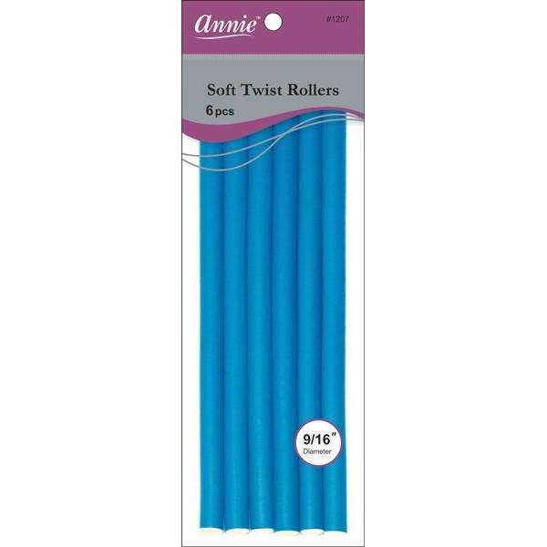 Annie International:Annie Soft Twist Rollers 9/16in, 6 Count XL Heatless Hair Curlers, Blue