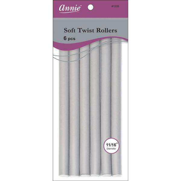 Annie International:Annie Soft Twist Rollers 11/16in, 6 Count XL Heatless Hair Curlers, Gray