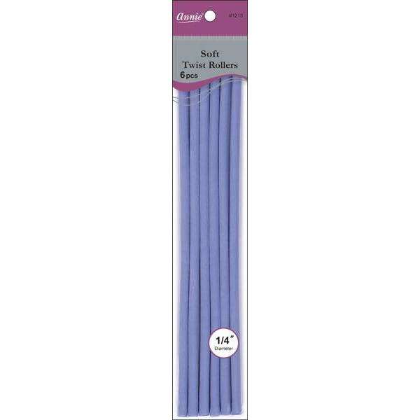 Annie International:Annie Soft Twist Rollers 1/4in, 6 Count XL Heatless Hair Curlers, Lavender