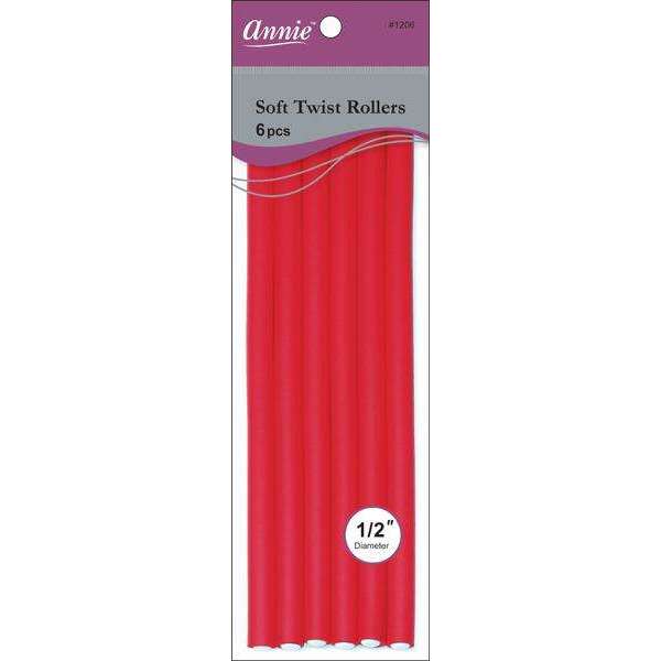 Annie International:Annie Soft Twist Rollers 1/2in, 6 Count XL Heatless Hair Curlers, Red