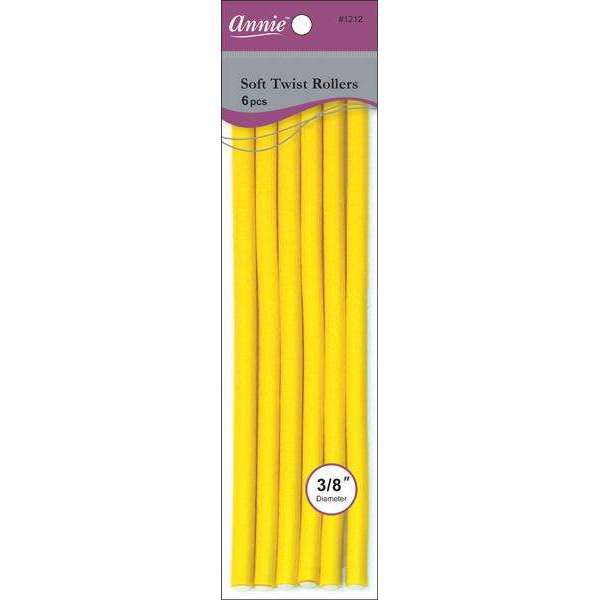 Annie International:Annie Soft Twist Rollers 3/8in, 6 Count XL Heatless Hair Curlers, Yellow