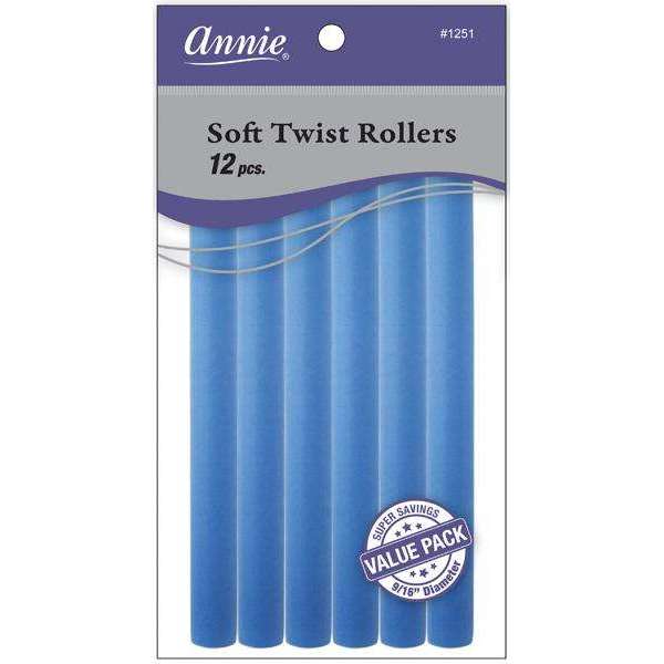 Annie International:Annie Soft Twist Rollers 9/16in, 12 Count Heatless Hair Curlers Value Pack, Blue