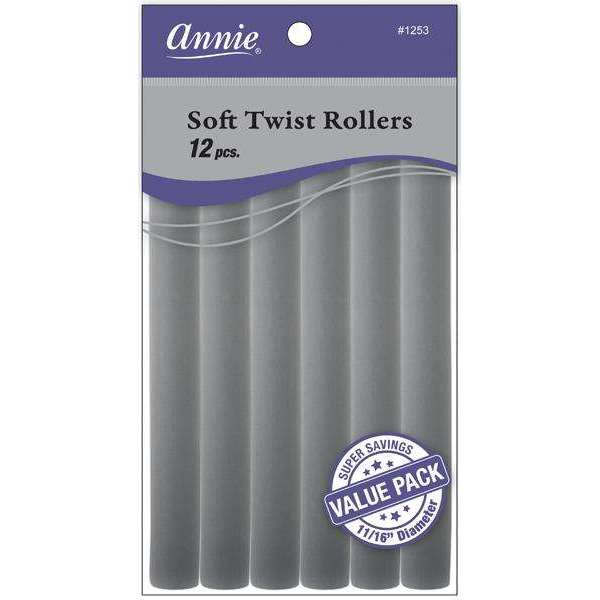 Annie International:Annie Soft Twist Rollers 11/16in, 12 Count Heatless Hair Curlers Value Pack, Gray