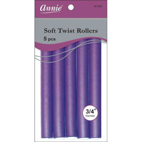 Annie International:Annie Soft Twist Rollers 3/4in, 6 Count Heatless Hair Curlers, Purple