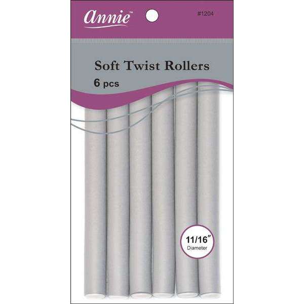 Annie International:Annie Soft Twist Rollers 11/16in, 6 Count Heatless Hair Curlers, Gray