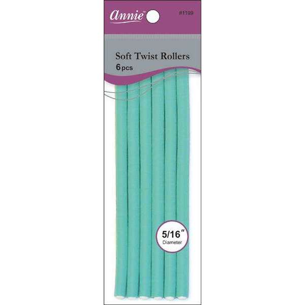 Annie International:Annie Soft Twist Rollers 5/16in, 6 Count Heatless Hair Curlers, Green (6pcs)