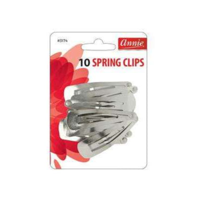 Annie International:Annie Spring Clips 5cm, 10 Count Metal Hair Clips, Silver