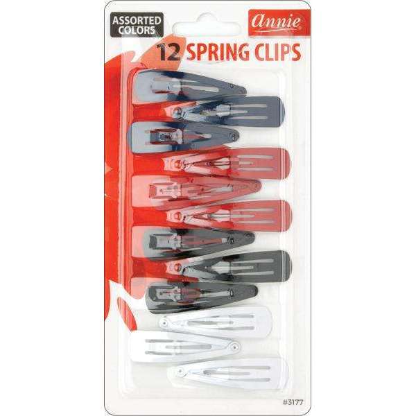 Annie International:Annie Spring Clips 5cm, 12 Count Metal Fashion Hair Clips, Assorted Colors