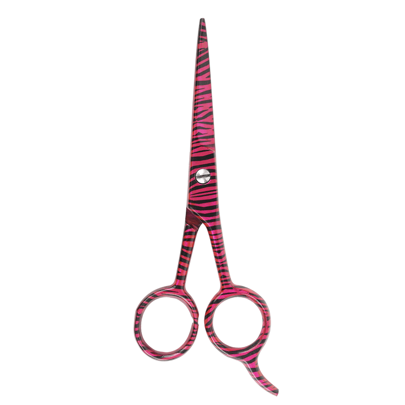 Annie Stainless Steel Straight Hair Shears 5.5 Pink Zebra Pattern