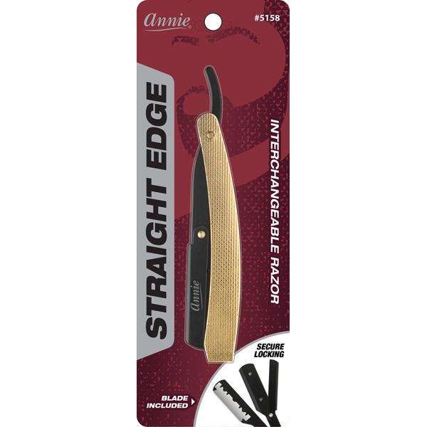 Annie International:Annie Straight Edge Razor Gold with Matte Black