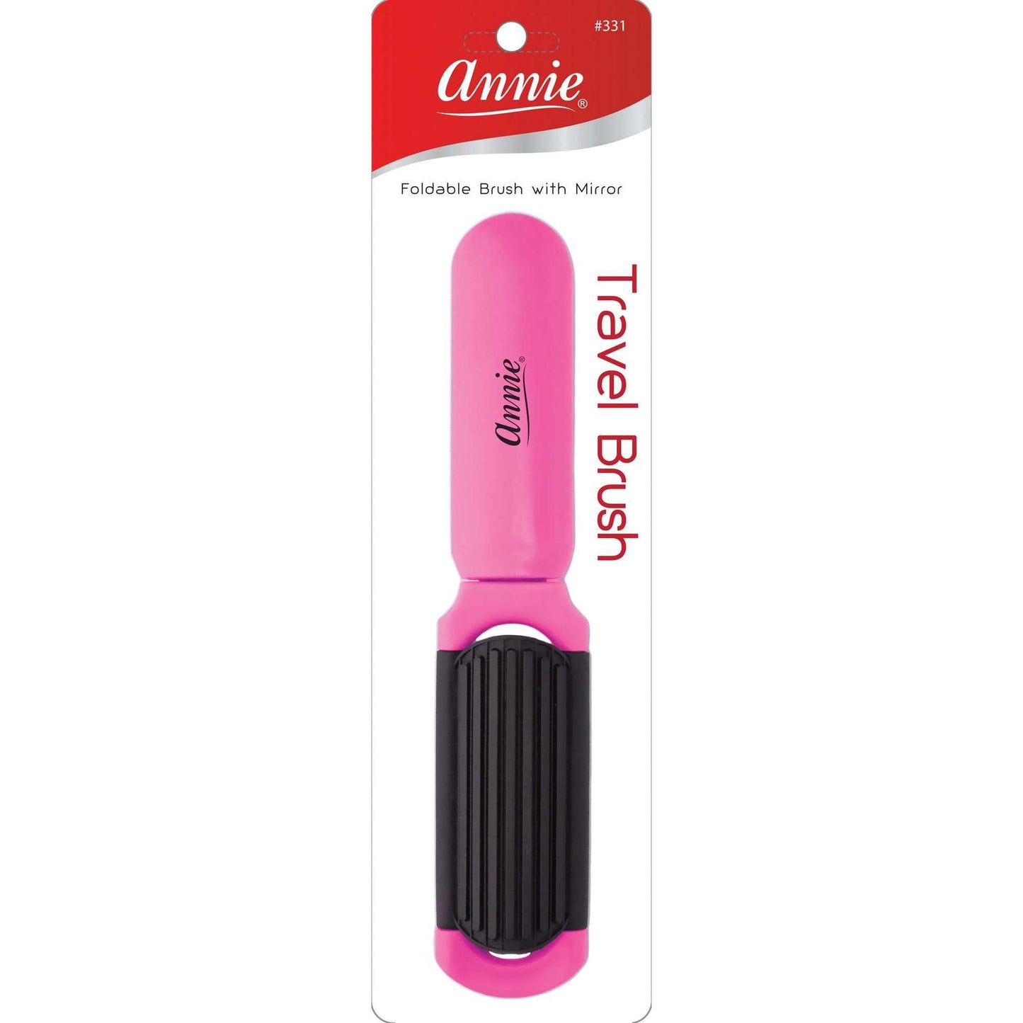 Annie International:Annie Travel Brush Pink Color with Mirror