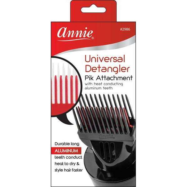 Annie International:Annie Universal Fit Detangler Hair Dryer Pik, 1 Piece Hair Dryer Attachment, Black/Red