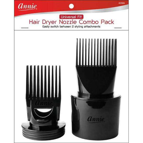 Annie Universal Fit Hair Dryer Nozzle Combo Pack Black