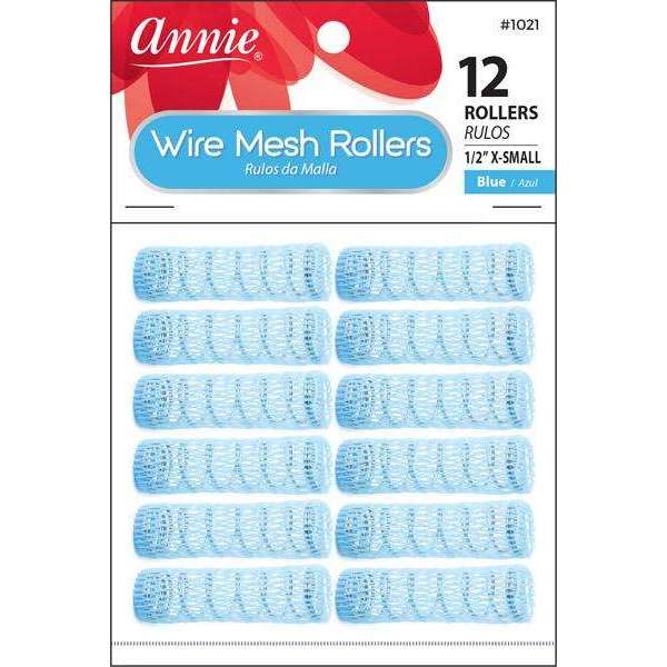 Annie Wire Mesh Rollers XS 12Ct Blue Wire Mesh Rollers Annie   