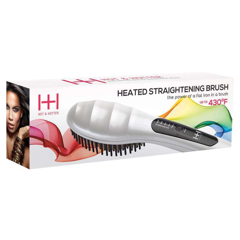 Annie International:Hot & Hotter Heated Straightening Brush, 1 Count Hot Styling Brush, White