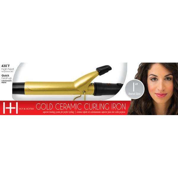 Hot & Hotter Gold Ceramic Electric Curling Iron 1 inch Curling Iron Hot & Hotter