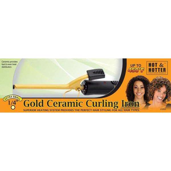 Hot & Hotter Gold Ceramic Electric Curling Iron 1/4In Curling Iron Hot & Hotter