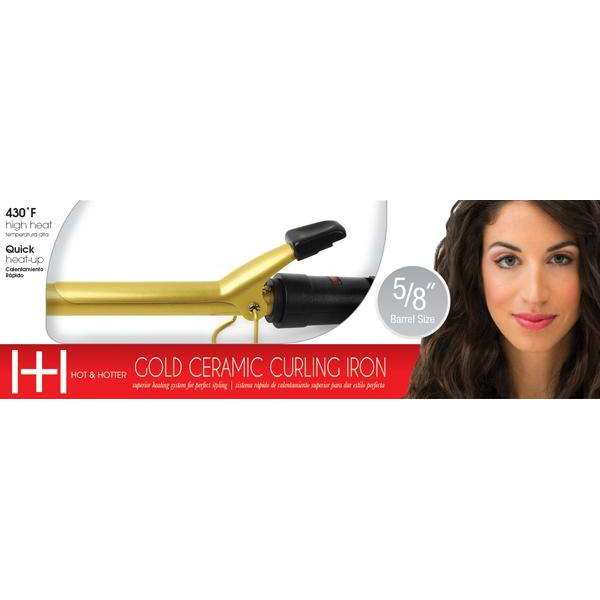 
                  
                    Load image into Gallery viewer, Hot &amp;amp; Hotter Gold Ceramic Electric Curling Iron 5/8 inch Curling Iron Hot &amp;amp; Hotter   
                  
                