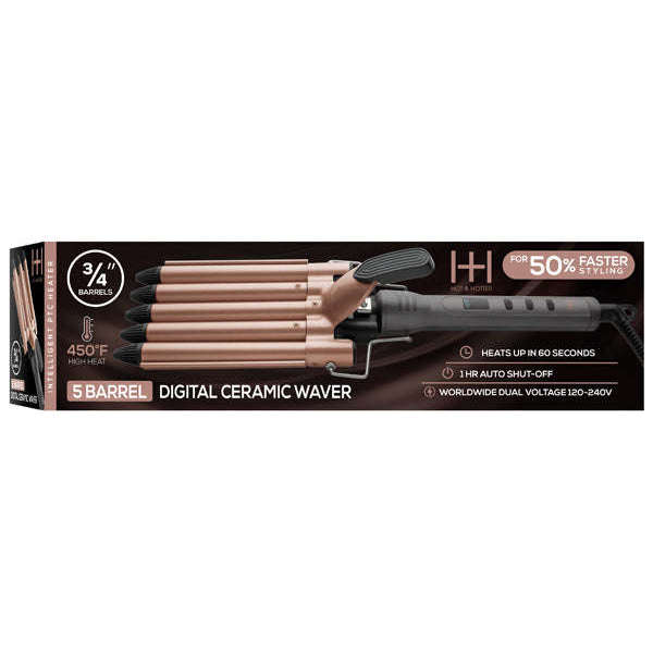 Hot & Hotter 5 Barrel Digital Ceramic Curling Iron 3/4 Inch Curling Iron Hot & Hotter
