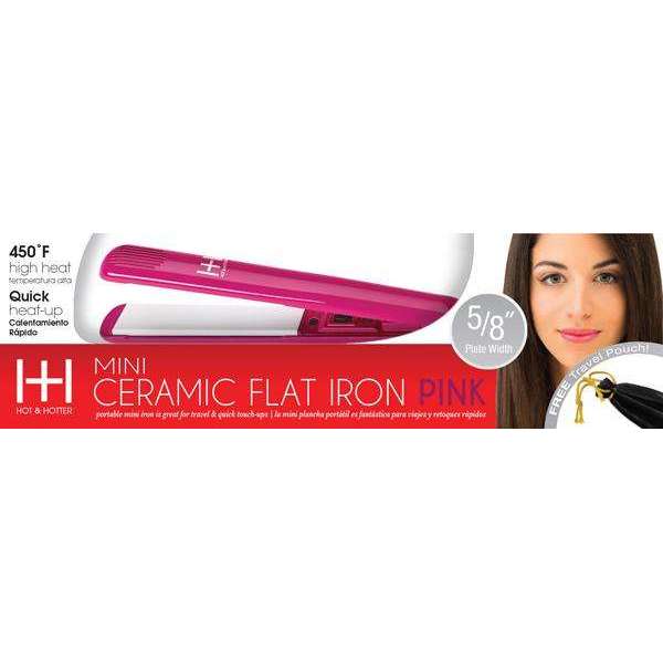 Hot & Hotter Pink Ceramic Flat Iron Mini 5/8 Inch Flat Iron Hot & Hotter