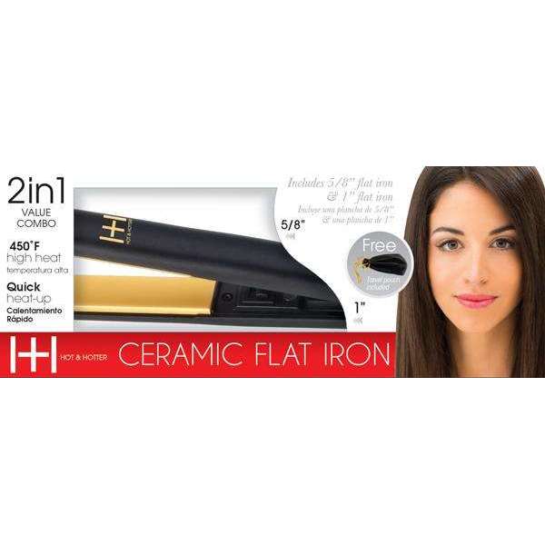 Hot & Hotter Gold Ceramic Flat Iron 2-in-1 Combo Flay Iron Hot & Hotter