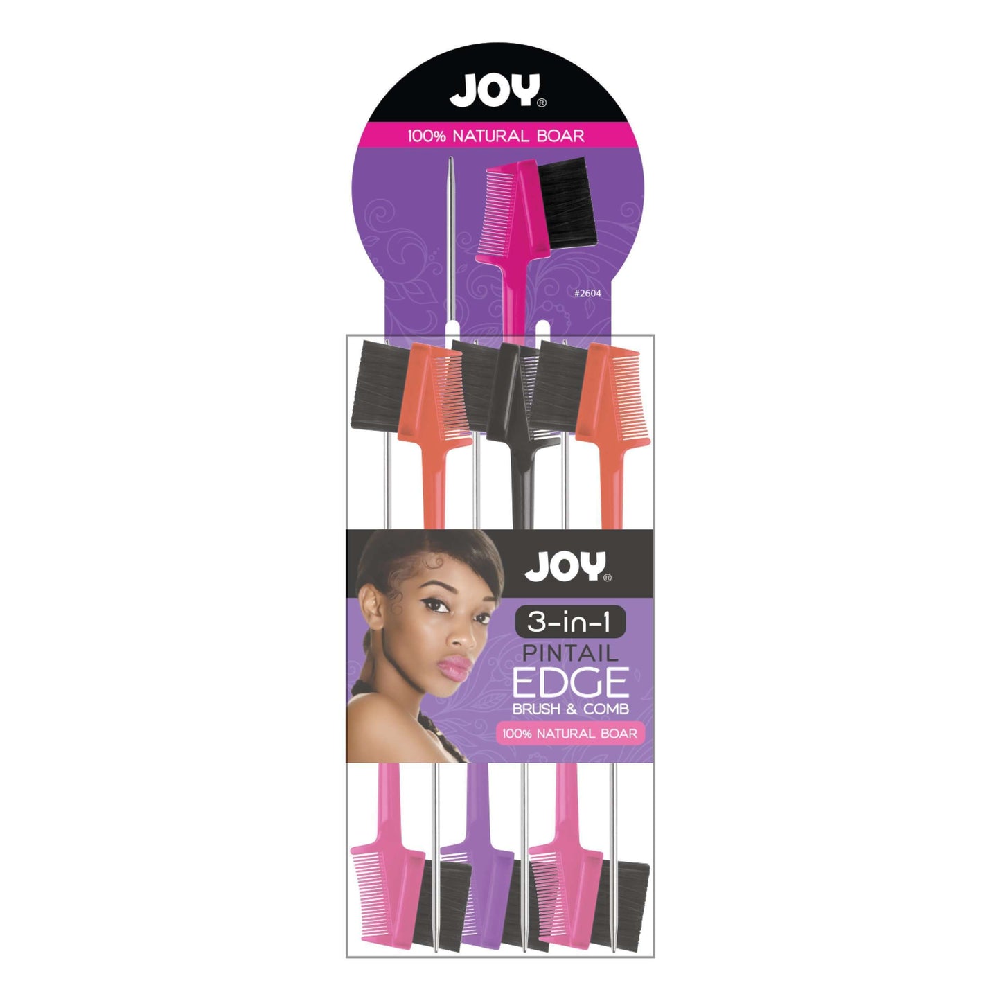 Joy 3 in 1 Pintail Edge Brush Boar Bristle Asst. 24ct Jar Joy