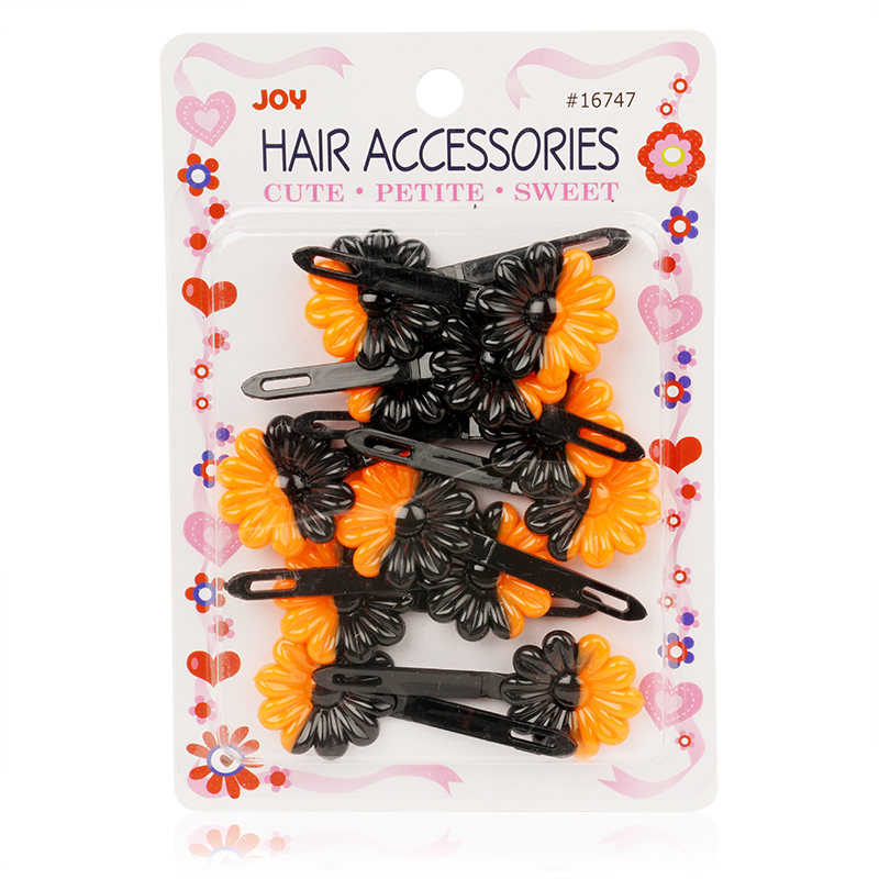 Joy Daisy Barrettes 12ct Black & Orange Joy