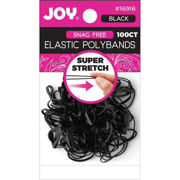 Joy Elastic Polybands 2.5cm Diameter 100ct Black Rubber Bands Joy