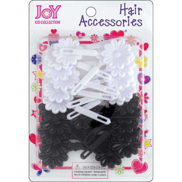 Joy Hair Barrettes 10Ct Black and White Joy