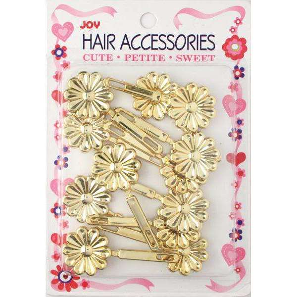 Joy Hair Barrettes Gold Daisy 12ct Joy