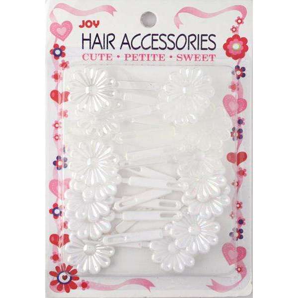 Joy Hair Barrettes Pearl White and Clear Daisy Joy