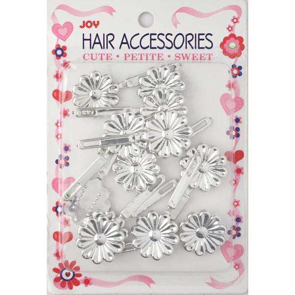 Joy Hair Barrettes Silver Daisy 12ct Joy