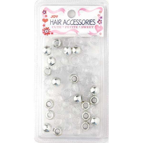Annie International:Joy Large Hair Beads 50Ct Silver Metallic & Glitter