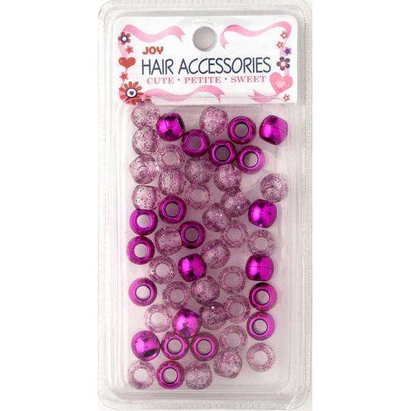 Annie International:Joy Large Hair Beads 50Ct Magenta Metallic & Glitter