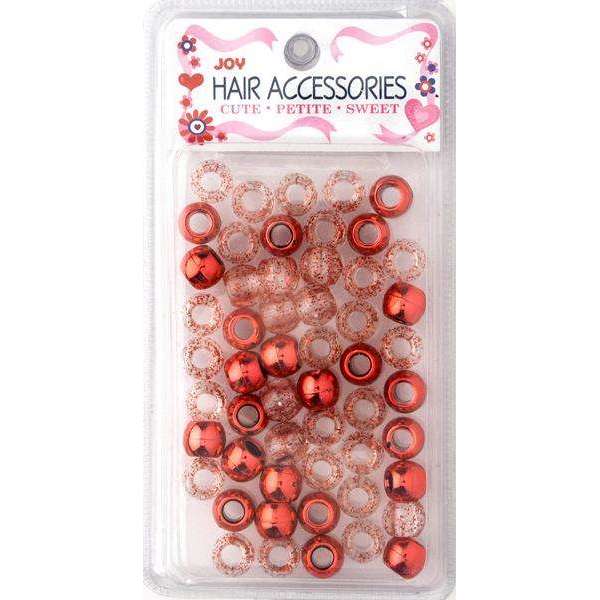 Annie International:Joy Large Hair Beads 50Ct Red Metallic & Glitter
