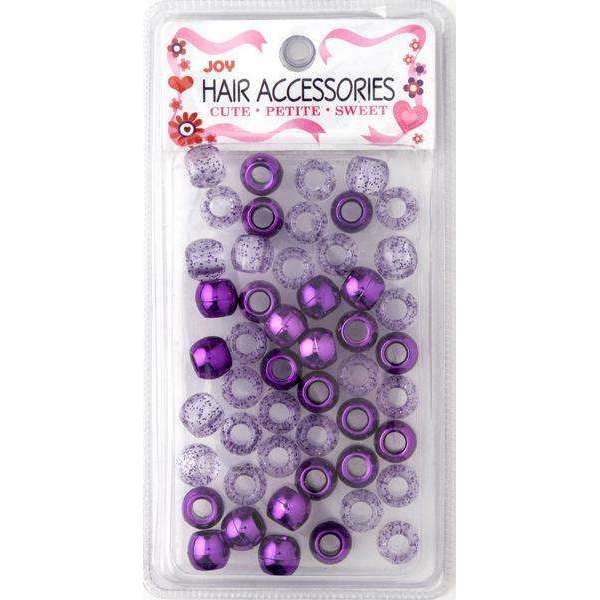 Annie International:Joy Large Hair Beads 50Ct Purple Metallic & Glitter