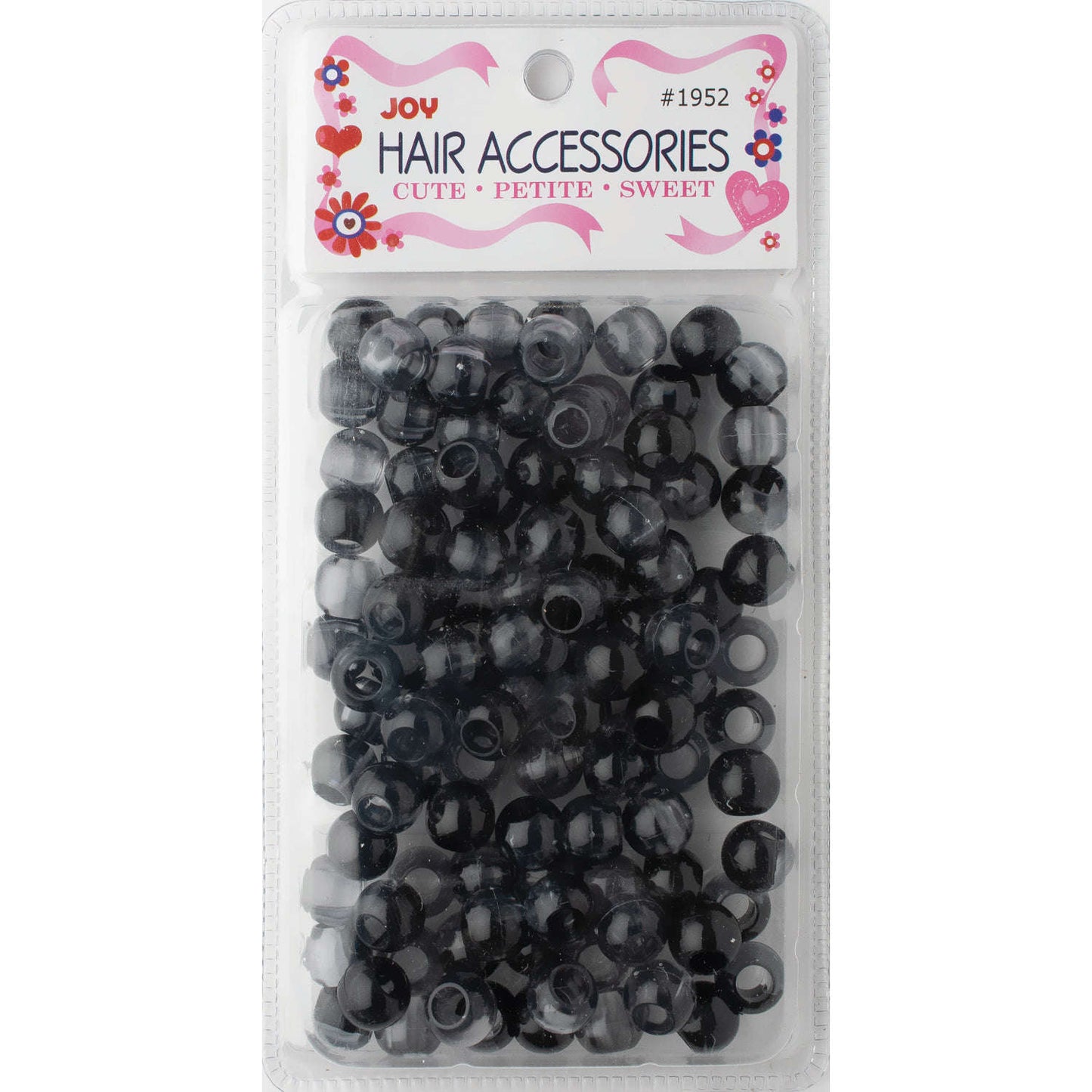 Joy Round Plastic Beads XL Two Tone Dark Vivid Black Beads Joy
