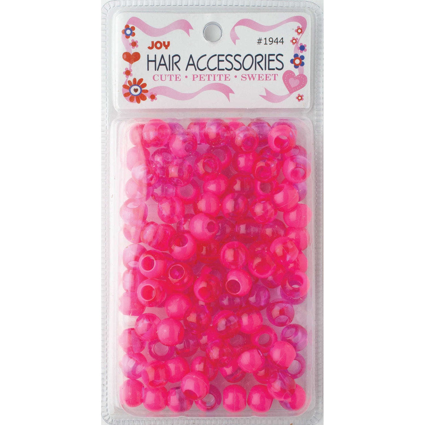 Joy Round Plastic Beads XL Two Tone Vivid Hot Pink Beads Joy